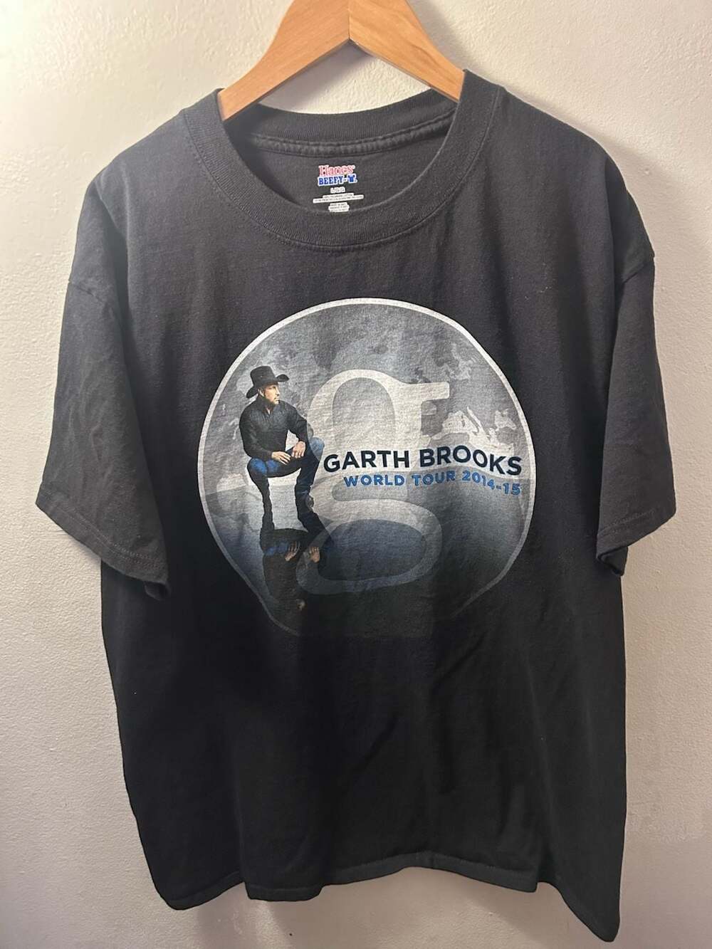 Garth Brooks World Tour 2014-15 Double Sided Concert T-Shirt Hanes Beefy-T Large